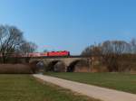 Personenzug aus Lichtenfels fhrt in Richtung Coburg ber die Brcke bei Schney, frher war dies die sogenannte  Werrabahn 