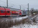 RE kommt gerade am 10.12.2017 von der NBS vde8.1 Ebensfeld-Erfurt aus Nürnberg nach Sonneberg(Thür) hier kurz vor Coburg-Creidlitz auf der KBS 820.
