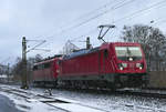 10. Januar 2019, Lok 187 146 hat eine 151er im Schlepp und verlässt Kronach in Richtung Lichtenfels