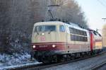 unterwegs nach Dessau zur HU  103 245 und 120 144 auf der Kbs 840 Haltepunkt Michelau 05_02_2012