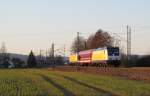 146 541, ein Euro-Express Wagen und 146 542 kehren am 19. Mrz 2012 von Testfahrten auf der Frankenwaldrampe nach Kronach zurck. Aufnahme bei Knellendorf.