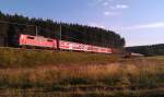 Zugbegegnung am Abend des 15.08.2012 kurz vor Steinbach am Wald.