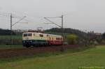 111 001 durchfährt am 07.04.2014 den Frankenwald bei Blumau (Kronach) in Richtung Saalfeld.