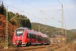 442 309 DB Regio im Frankenwald bei Steinbach am 12.11.2014.