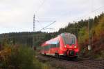 442 777 DB Regio bei Steinbach im Frankenwald am 23.10.2015.