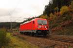 187 101 DB Schenker auf Testfahrt bei Steinbach im Frankenwald am 23.10.2015.