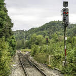 Die n�rdliche Signalgruppe des Bahnhofs Vorra kann man nur ohne Zug fotografieren.