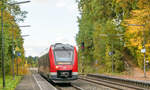 622 547 erreichte am 15.10.25 auf seinem Weg nach Hersbruck den Haltepunkt Reichenschwand.