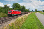 187 133 mit einem Langschienenzug bei Pölling Richtung Nürnberg, 14.07.2018