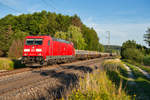 185 234 mit einem Schwellenzug bei Postbauer-Heng Richtung Nürnberg, 22.07.2019