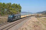 185 574 mit einem ARS-Altmann Autotransportzug bei Kerschhofen Richtung Nürnberg, 23.03.2019