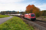 1116 043 mit einem gemischten Güterzug bei Postbauer-Heng Richtung Passau, 20.10.2019