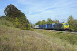 193 554  TXLeitwolf  mit einem KLV-Zug bei Fahlenbach Richtung München, 21.10.2017