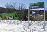 650 650 verlässt am 15.02.2019 den Bahnhof Frauenau in Richtung Grafenau