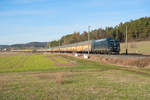 185 547 von MRCE mit einem Altmannzug bei Mitteldachstetten Richtung Ansbach, 19.01.2019