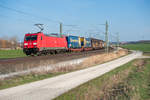 185 292 mit einem KLV-Zug bei Ansbach Richtung Würzburg, 29.03.2019