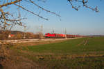 185 265 mit einem leeren Erzzug bei Ansbach Richtung Würzburg, 29.03.2019