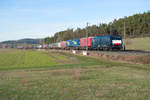 ES64 F4-085 mit einem KLV-Zug bei Mitteldachstetten Richtung Ansbach, 19.01.2019