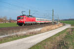 120 159 mit dem IC 2224 von München Hbf nach Frankfurt am Main Hbf bei Ansbach, 29.03.2019