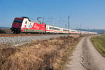 101 076  Cewe Fotobuch  mit dem IC 2082 (Berchtesgaden - Hamburg-Altona) bei Mitteldachstetten, 24.01.2020