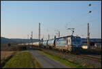 RTB Cargo 193 429  Ich ersetze bis zu 52 Lkws  beförderte am 19.03.2026 einen Kesselwagenzug bei Winterhausen durch das Maintal gen Süden.