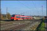 DB Regio 442 769  S-Bahn Nürnberg  war am 19.03.2026 als Regionalbahn von Marktbreit bei Winterhausen durch das Maintal gen Würzburg unterwegs.