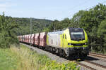 Die von dispo-Tf Rail eingesetzte 2019 403 mit schwerem, von 193 322 nachgeschobenem Anhang bei Winterhausen, 10.07.2026