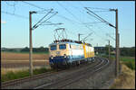 MZ Eisenbahndienstleistungen E10 1239 (110 239) bef�rderte am 04.09.2026 einen Oberleitungsrevisionswagen (Hersteller: HARSCO, 99 80 9136 017-7 D-DB Netzinstandhaltung) von M�nchen-Milbertshofen nach Aschaffenburg und als bei Gollhofen der Kameraausl ...