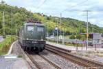 140 438 der Bayernbahn erreichte am 4.9.15 mit dem „Henkelzug“ nach Wassertrüdingen den rundum erneuerten Haltepunkt Goßmannsdorf.