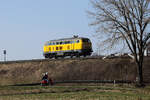   Die 218 449-7 der DB Bahnbau Gruppe kam solo am am 10.3.2026.Markt Schwaben a m 10.3.2026.
