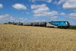218 308 mit Kesseln in Richtung Mühldorf am 9.7.2026 bei Unterschwillach.