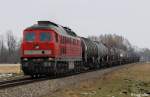 DB 232 388-9 vor Kesselzug von Burghausen, KBS 942 Burghausen - Mhldorf, fotografiert bei Heiligenstatt am 18.02.2013  