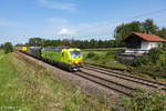 193 559 ( Naturail ) von TX Logistic zieht zusammen mit einer unbekannten Schwester am 23.09.2017 ihren KLV-Zug an Hilperting vorbei in Richtung Rosenheim