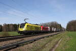 1016 020  Profis am Werk  und 1116 171 waren mit einem  KLV  am 20. März 2024 bei Brannenburg in Richtung Kufstein unterwegs.