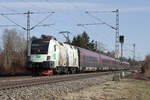 ÖBB 1116 231  Bio Austria  befindet sich mit RJX 60 aus Budapest kurz vor dem Ziel München Hbf, Eglharting, 30.01.2024