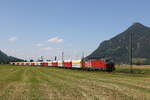 1293 071 mit dem  Rocktainerzug  aus Rosenheim kommend am 14. Juni 2023 bei Niederaudorf.