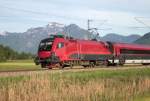 1116 239 mit Railjet Richtung Rosenheim in der Bernauer Kurve am 10.05.2012