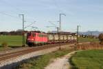 Die 139 132-5 mit Mllzug nach Traunstein, aufgenommen am 08.11.2013