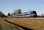 Der  Meridian auf der Fahrt nach München Hbf bei Übersee am 06.01.2014