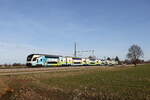 4010 022 der  Westbahn  auf dem Weg nach München am 1. Januar 2023 bei Übersee am Chiemsee.