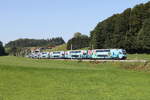 4010 028 die  KLIMA-Westbahn  war am 22. August 2023 bei Axdorf im Chiemgau in Richtung Wien unterwegs.