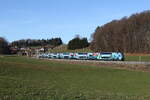 4010 028 die  Klima-Ticket-Westbahn  war am 28. Februar 2026 bei Axdorf im Chiemgau auf dem Weg nach Wien.