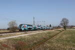 4010 028 die  KLIMA-TICKET-Westbahn  aus Wien kommend am 7. März 2026 bei Übersee am Chiemsee.