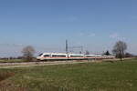 412 204 (ICE 116) war am 20. März 2026 bei Übersee am Chiemsee auf dem Weg nach Frankfurt.