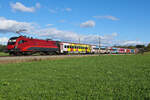Noch eine bunte Überraschung am 22.10.2026 bei Bergham. Ein Railjet mit dem farbigen Wagenpark und Lok 1116 153.
