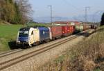 Die 1216 951 WLC mit Güterzug bei Straß am 29.03.2014