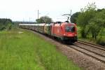 Die 1116 266 und 1216 210 mit einem OIC bei Übersee am 24.05.2014