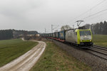 185 550 von Captrain mit dem umgeleiteten 42921 am 25. März 2016 bei Grabenstätt.