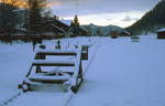 Winter im Bayerischen Oberland 2: Abendruhe im Bahnhof Bayrischzell.