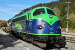 Kalt abgestellt am Ende der Strecke vom Bahnhof in Bayrischzell die 60 Jahre alte NOHAB MY1155 am 29.10.2025.